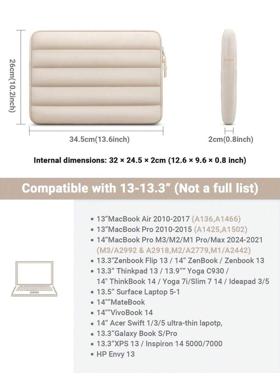 13-13.3 dimension drawing Beige Laptop Sleeve - Soft