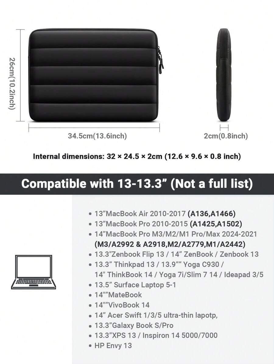 13-13.3 dimension drawing black Laptop Sleeve - Soft