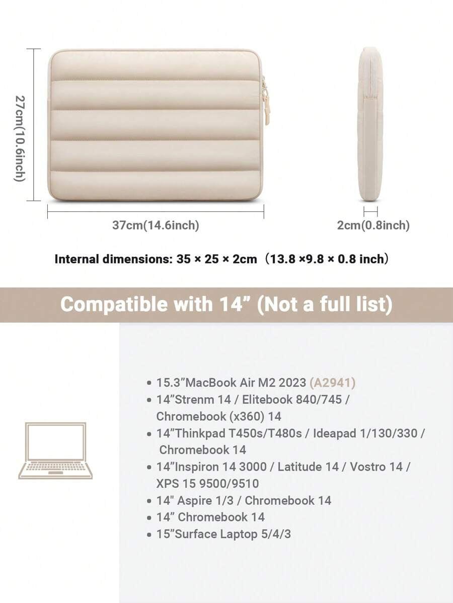 14 dimension drawing Beige Laptop Sleeve - Soft