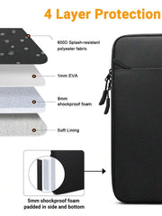 4 Layer Protection:600D Splash-resistant,polyester fabric,1mm EVA
,8mm shockproof foam,Soft Lining
,5mm shockproof foampadded in side and bottom - Laptop Sleeve & Organizer Bag