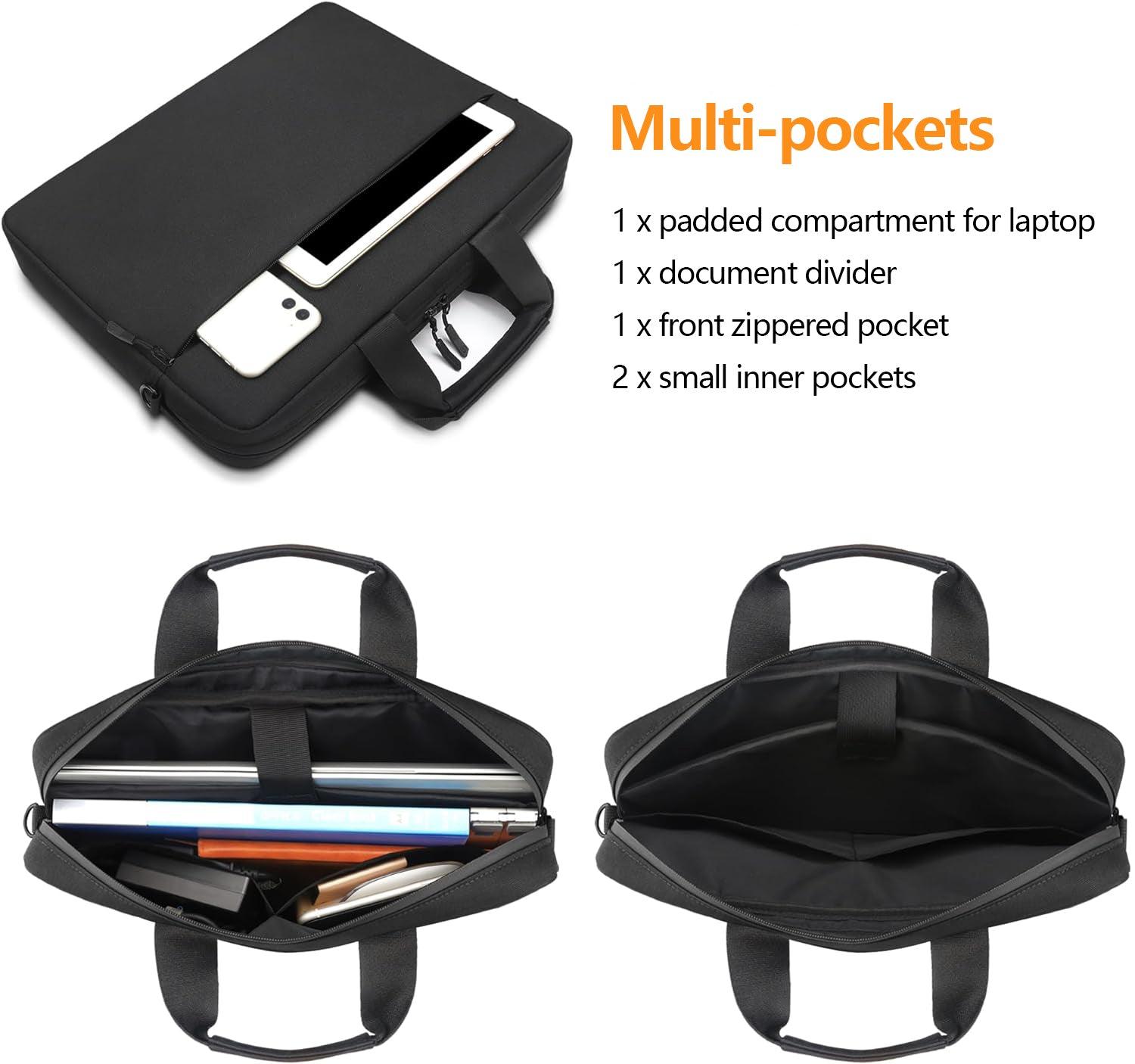 Multi-pockets,1 x padded compartment for laptop,1 x document divider,1 x front zippered pocket,2 x small inner pockets - mens work bag
