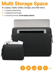 Multi Storage space:for Laptop, Tablet, Cables, Charger, and other items,1x Laptop Compartment,1x Zippered Front Pocket,1xAccessory Pouch (in the laptop sleeve) - Laptop Sleeve & Organizer Bag