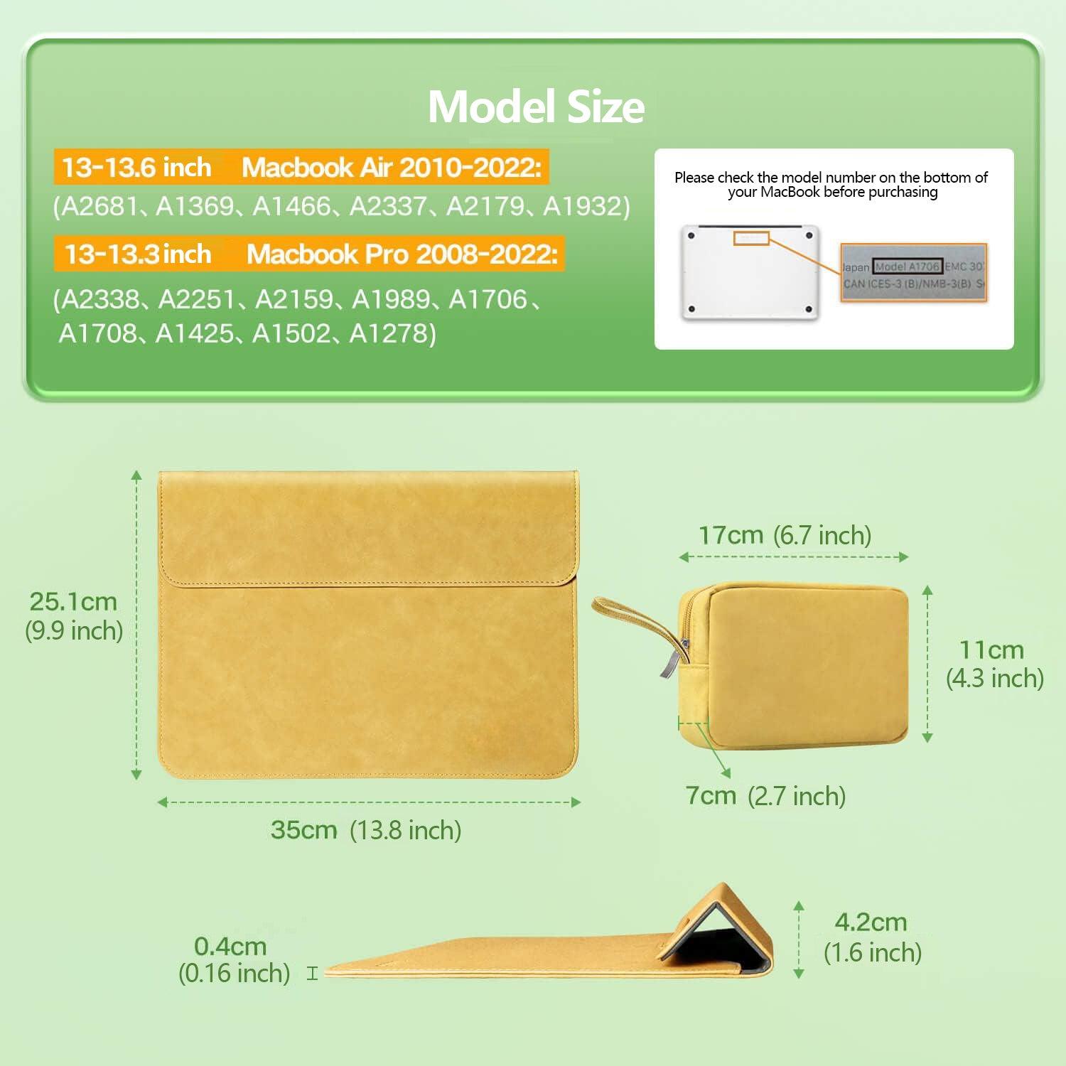 Product Dimension Drawing - yellow Laptop Sleeve & Organizer Bag - Vogue Palette