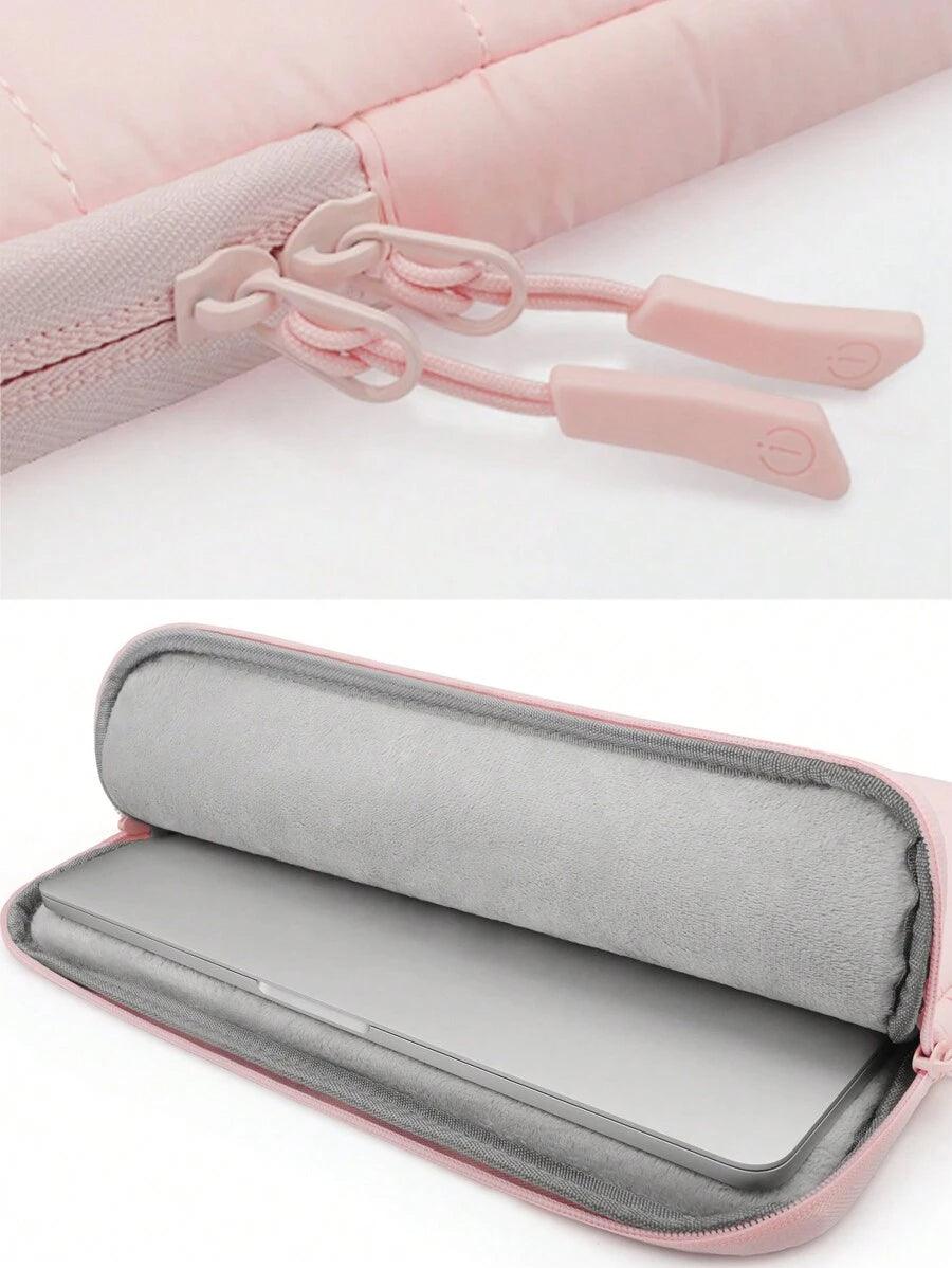 Zipper and lining details Pink Laptop Sleeve - Soft